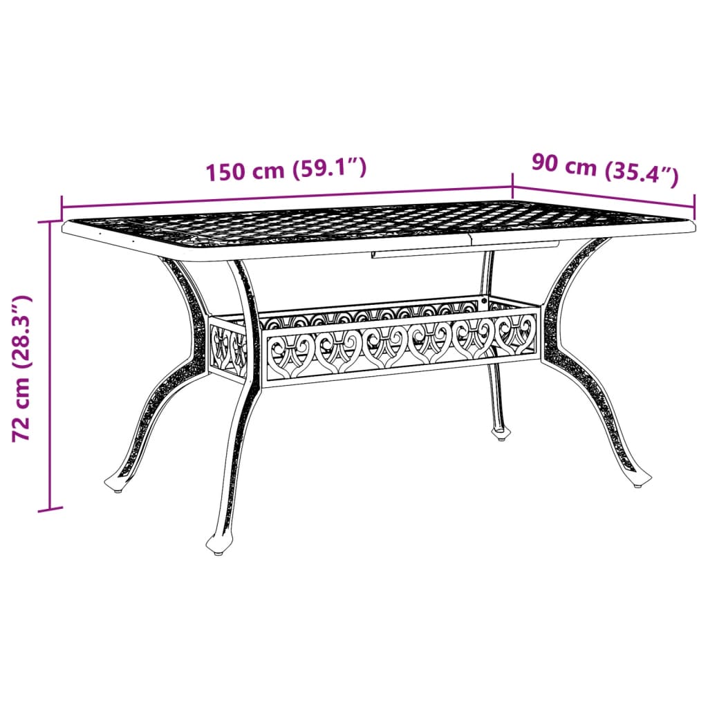 vidaXL Τραπέζι Κήπου Μπρονζέ 150 x 90 x 72 εκ. από Χυτό Αλουμίνιο