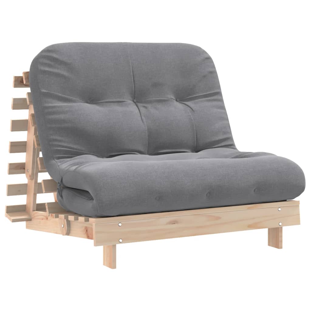 vidaXL Καναπές Κρεβάτι Futon με Στρώμα 100x206x11εκ. Μασίφ Ξύλο Πεύκου