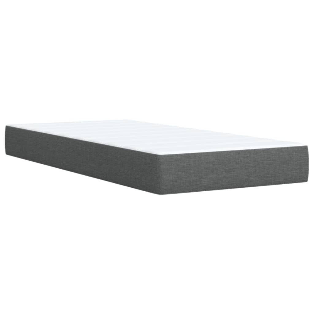 vidaXL Κρεβάτι Boxspring με Στρώμα Σκούρο Γκρι Single Υφασμάτινα