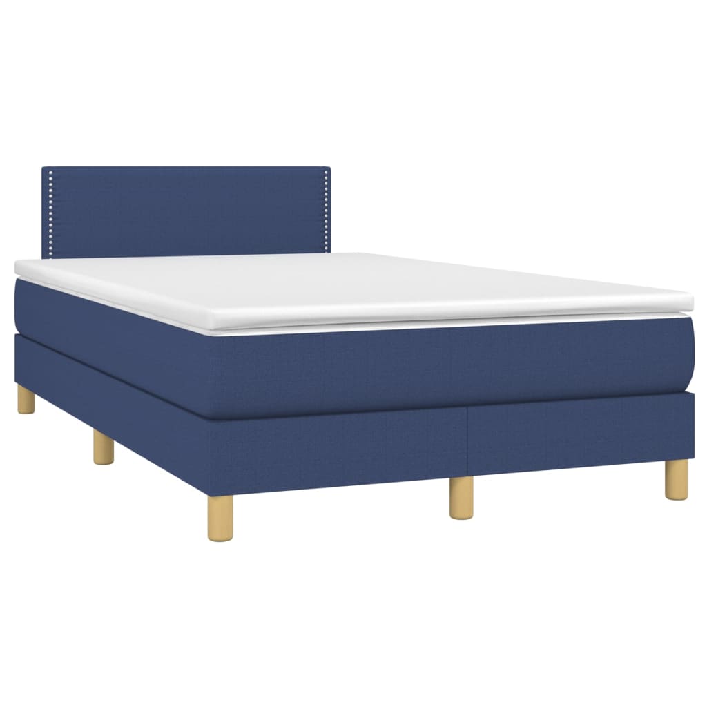 vidaXL Κρεβάτι Boxspring με Στρώμα Μπλε 120x200 εκ. Υφασμάτινο