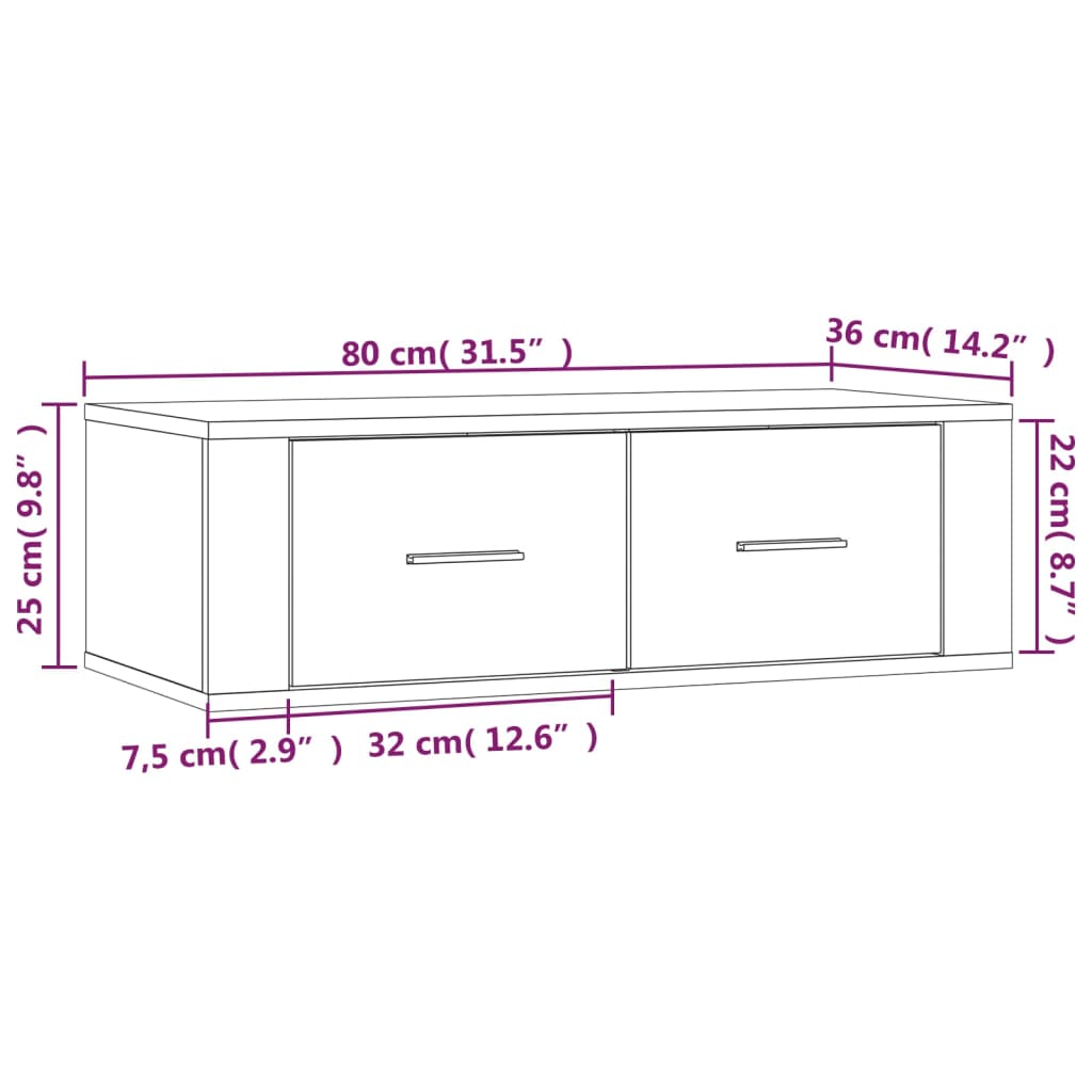 vidaXL Κρεμαστό Ντουλάπι Καπνιστή Δρυς 80x36x25 εκ. Επεξεργασμένο Ξύλο