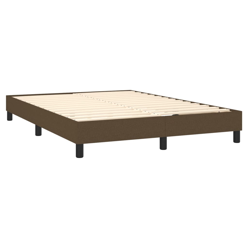 vidaXL Κρεβάτι Boxspring με Στρώμα Σκούρο Καφέ 140x200 εκ Υφασμάτινο