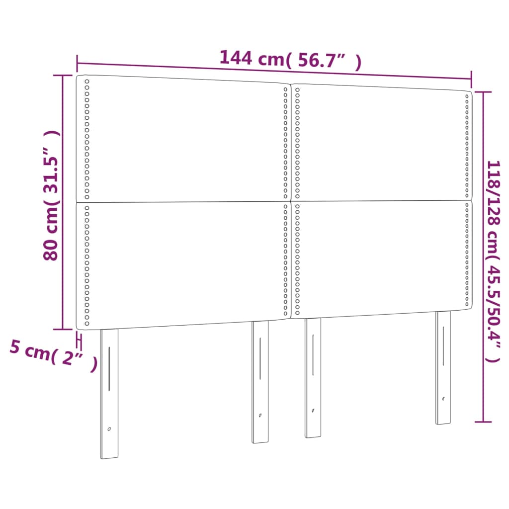 vidaXL Κεφαλάρι Κρεβατιού LED Καπουτσίνο 144x5x118/128 εκ