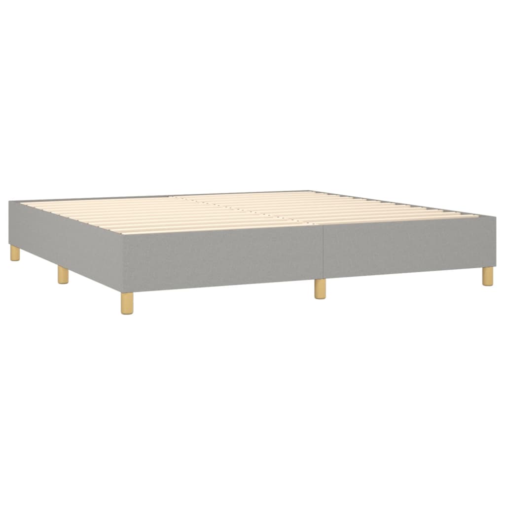 vidaXL Κρεβάτι Boxspring με Στρώμα Ανοιχτό Γκρι 200x200 εκ. Υφασμάτινο