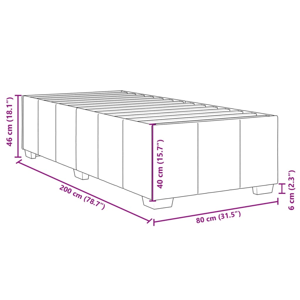 vidaXL Κρεβάτι Boxspring με Στρώμα Κρεμ 80 x 200 εκ. Υφασμάτινο