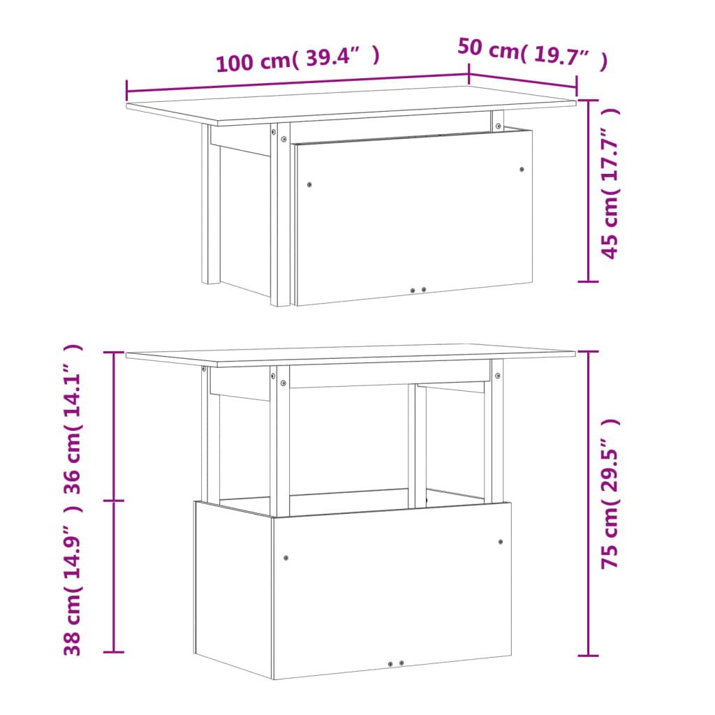 vidaXL Τραπέζι Κήπου 100 x 50 x 75 εκ. από Εμποτ. Ξύλο Πεύκου