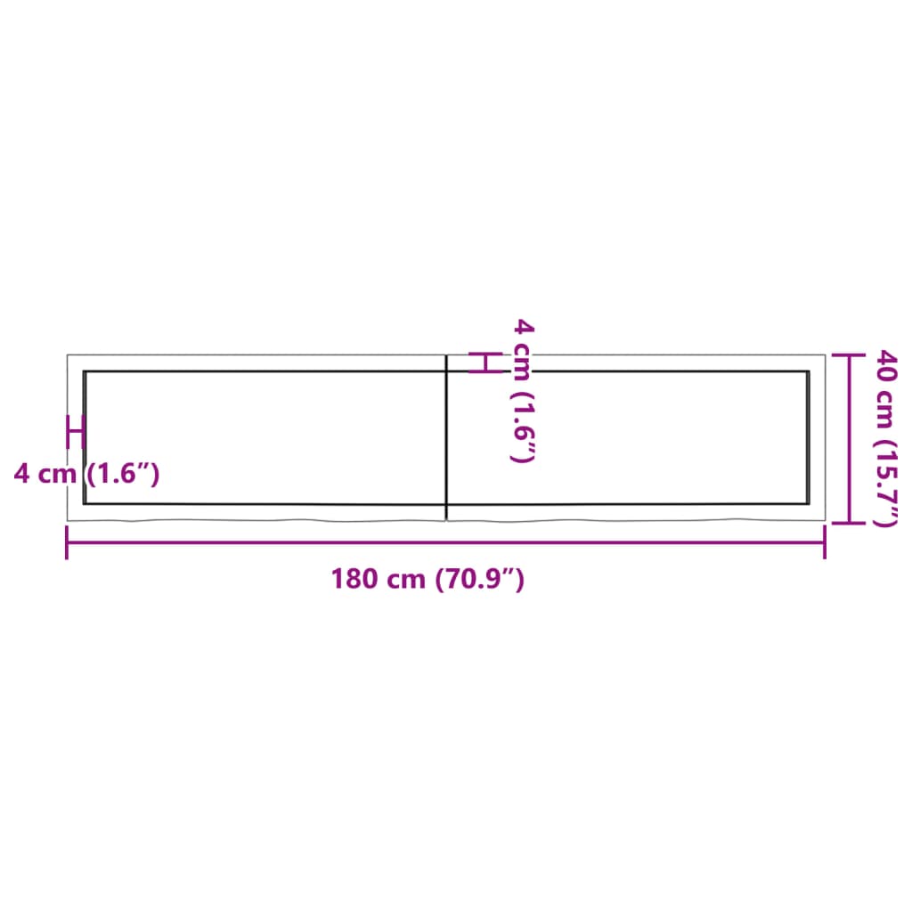 vidaXL Πάγκος Μπάνιου Σκούρο Καφέ 180x40x(2-4) εκ. Επεξεργ. Μασίφ Ξύλο