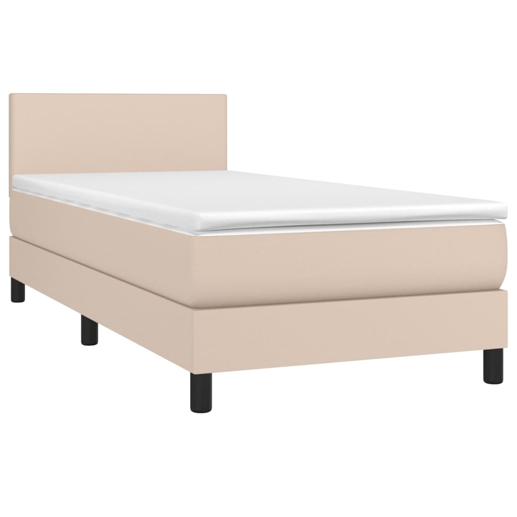 vidaXL Κρεβάτι Boxspring με Στρώμα Καπουτσίνο 80x200 εκ. Συνθ. Δέρμα