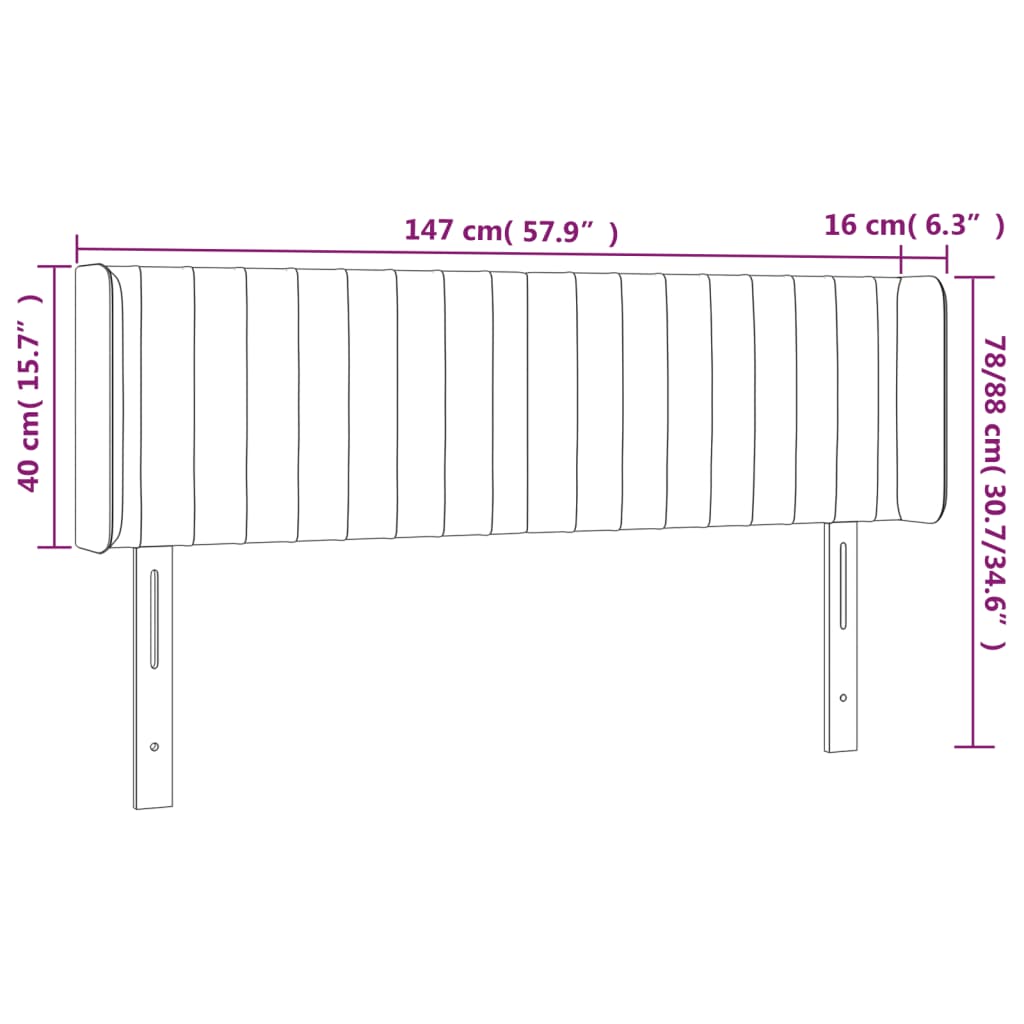 vidaXL Κεφαλάρι με Πτερύγια Μαύρο 147x16x78/88 εκ. Βελούδινο