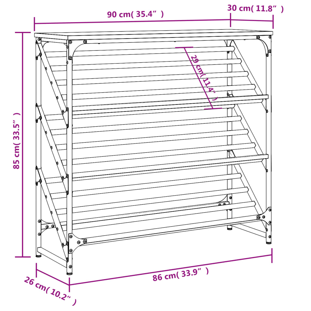 vidaXL Παπουτσοθήκη Sonoma Δρυς 90x30x85 εκ. Επεξεργασμένο Ξύλο