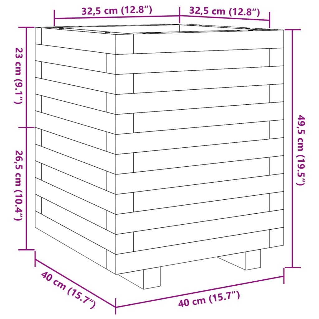 vidaXL Ζαρντινιέρα 40x40x49,5 εκ. Εμποτισμ. Ξύλο Πεύκου