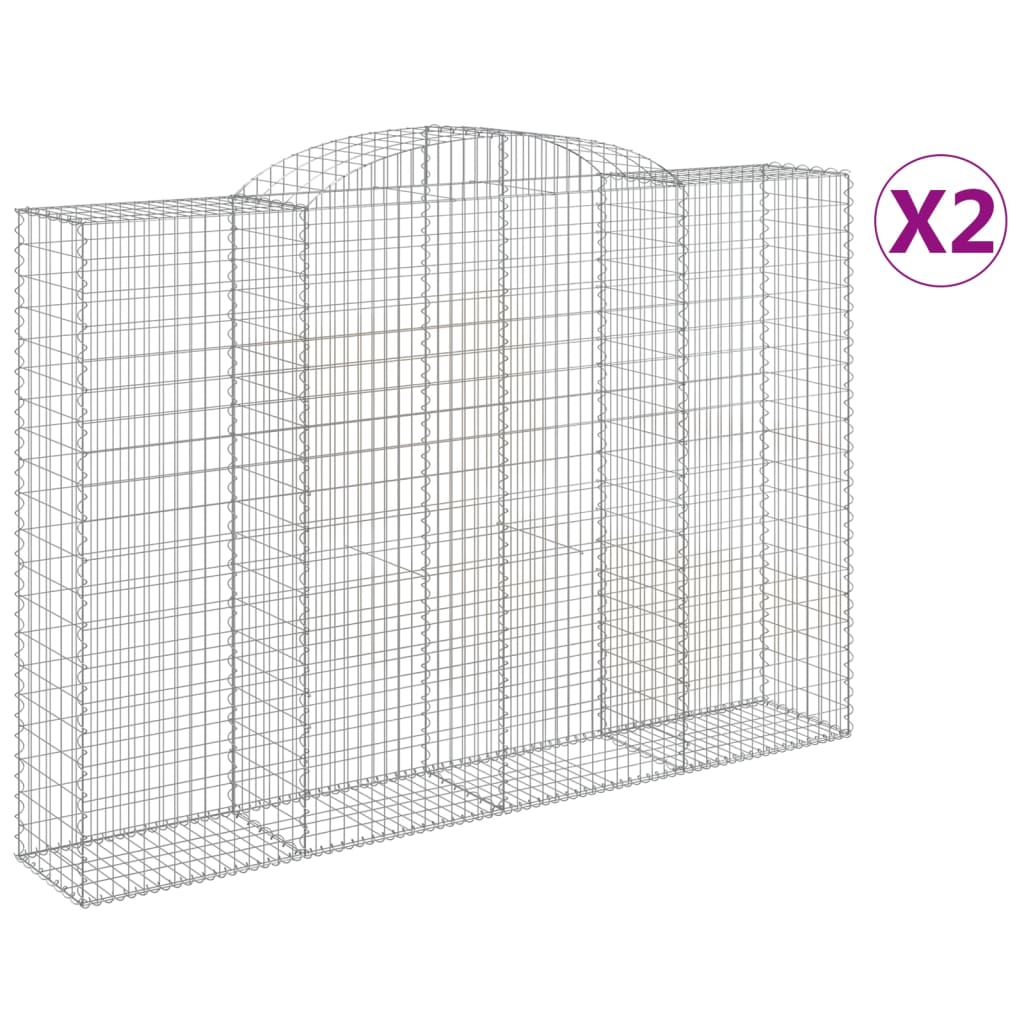 vidaXL Συρματοκιβώτια Τοξωτά 2 τεμ. 300x50x200/220 εκ. Γαλβαν. Ατσάλι