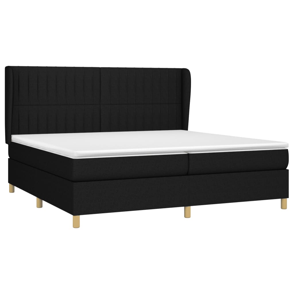 vidaXL Κρεβάτι Boxspring με Στρώμα Μαύρο 200x200 εκ. Υφασμάτινο