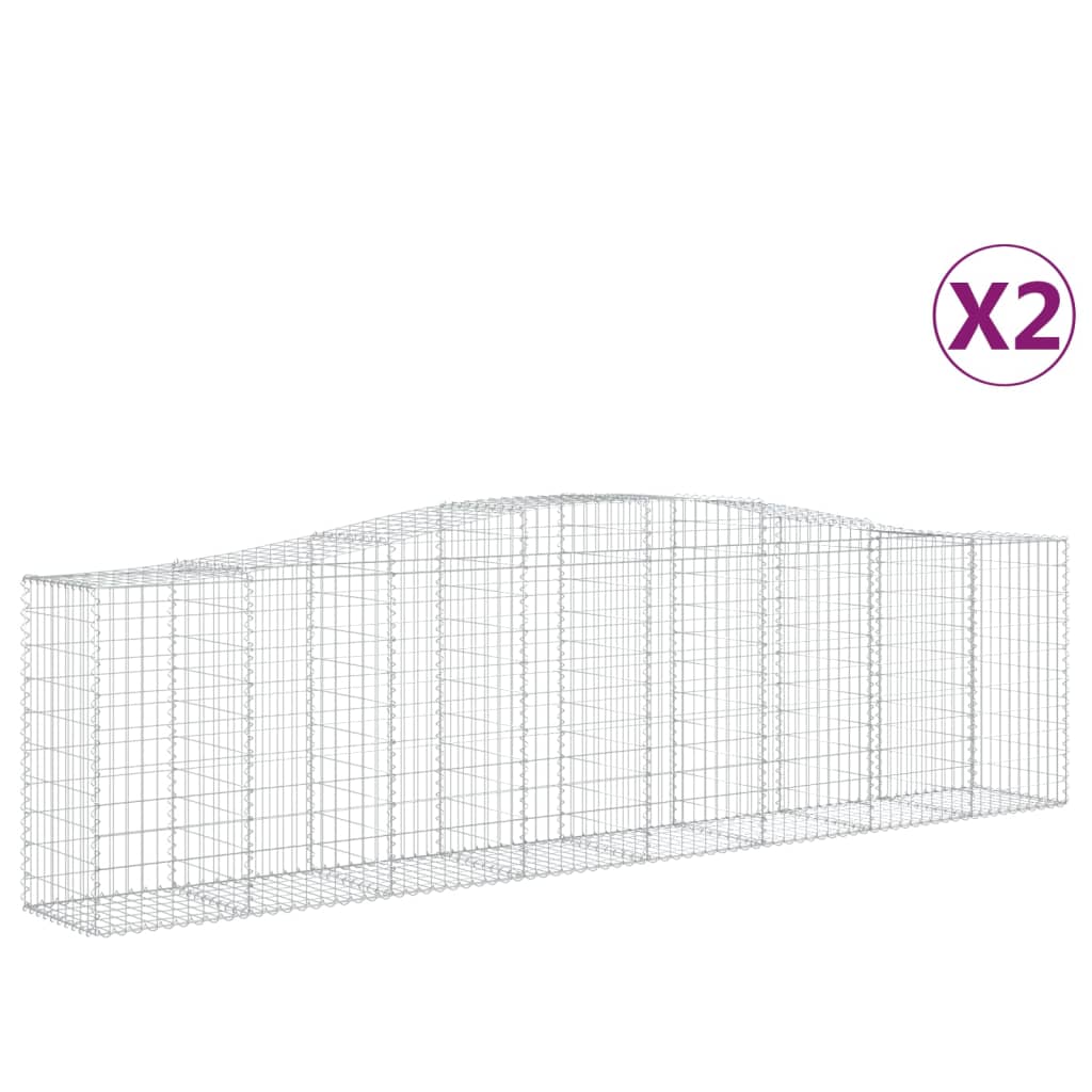 vidaXL Συρματοκιβώτια Τοξωτά 2 τεμ. 400x50x100/120 εκ. Γαλβαν. Ατσάλι