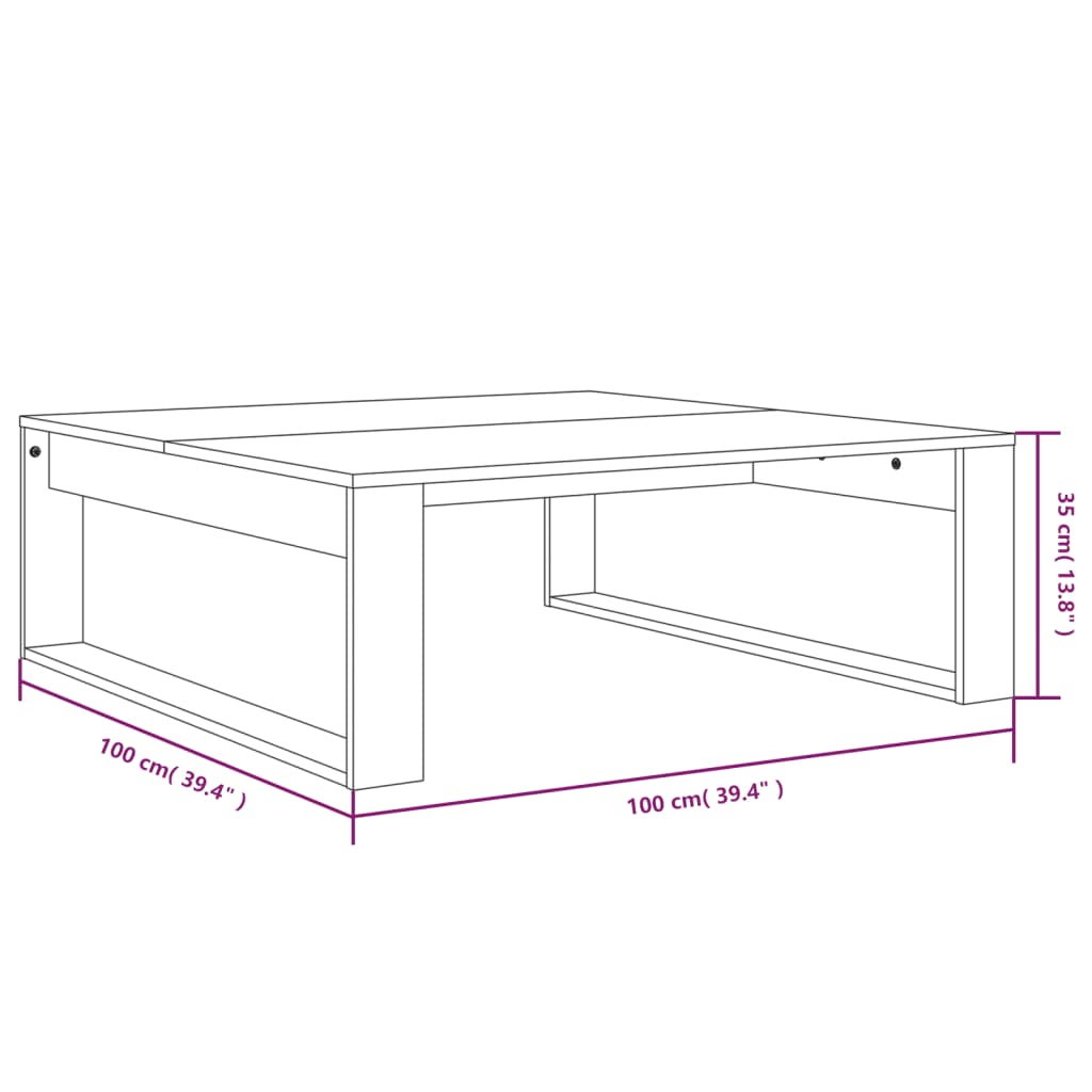 vidaXL Τραπεζάκι Σαλονιού Γκρι Sonoma 100x100x35εκ. Επεξεργασμένο Ξύλο