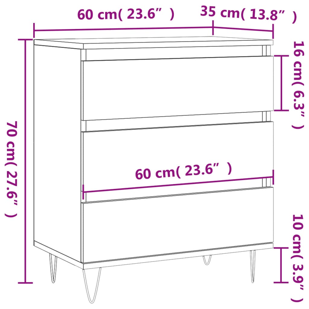 vidaXL Ντουλάπι Γκρι Sonoma 60x35x70 εκ. από Επεξεργασμένο Ξύλο