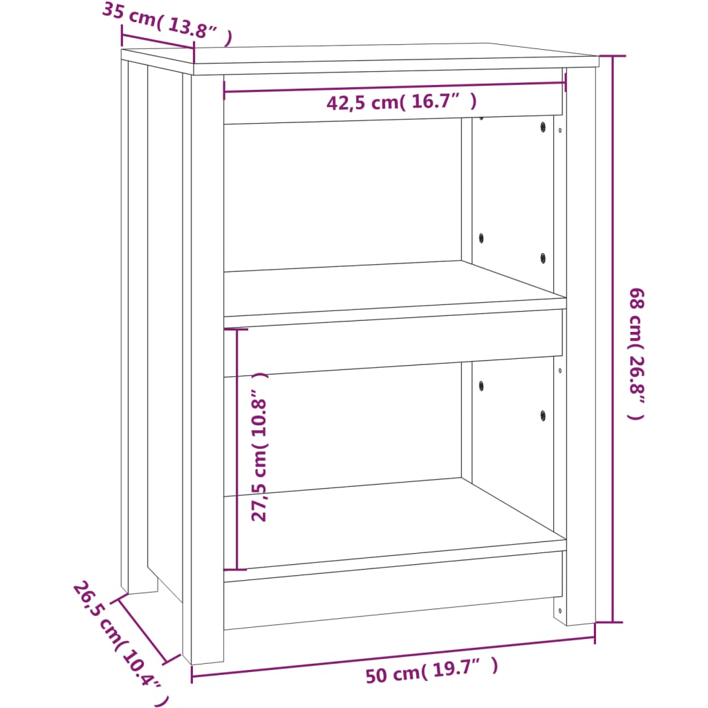 vidaXL Βιβλιοθήκη Γκρι 50x35x68 εκ. από Μασίφ Ξύλο Πεύκου