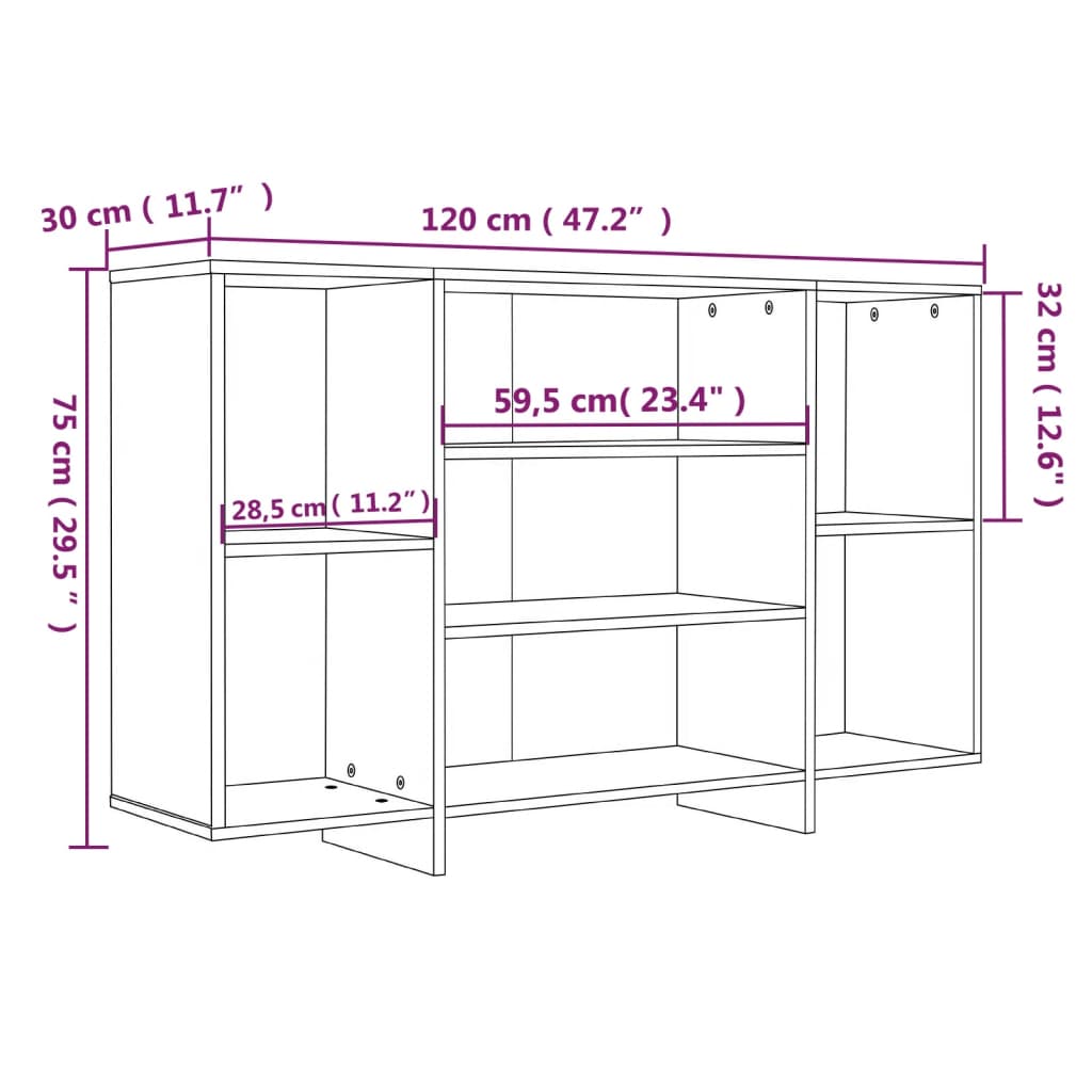 vidaXL Ντουλάπι Γκρι Σκυροδέματος 120x30x75 εκ. Επεξεργασμένο Ξύλο