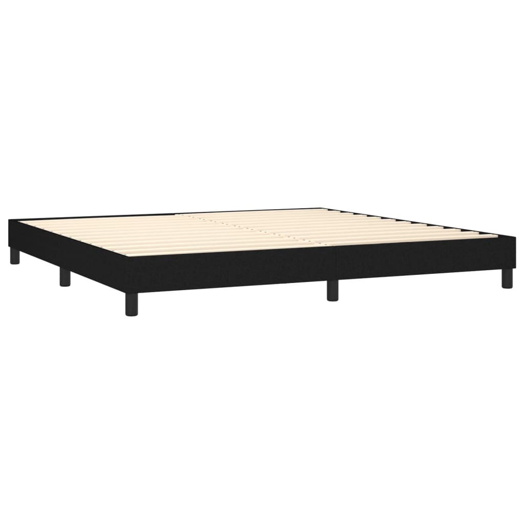 vidaXL Κρεβάτι Boxspring με Στρώμα Μαύρο 200x200 εκ. Υφασμάτινο