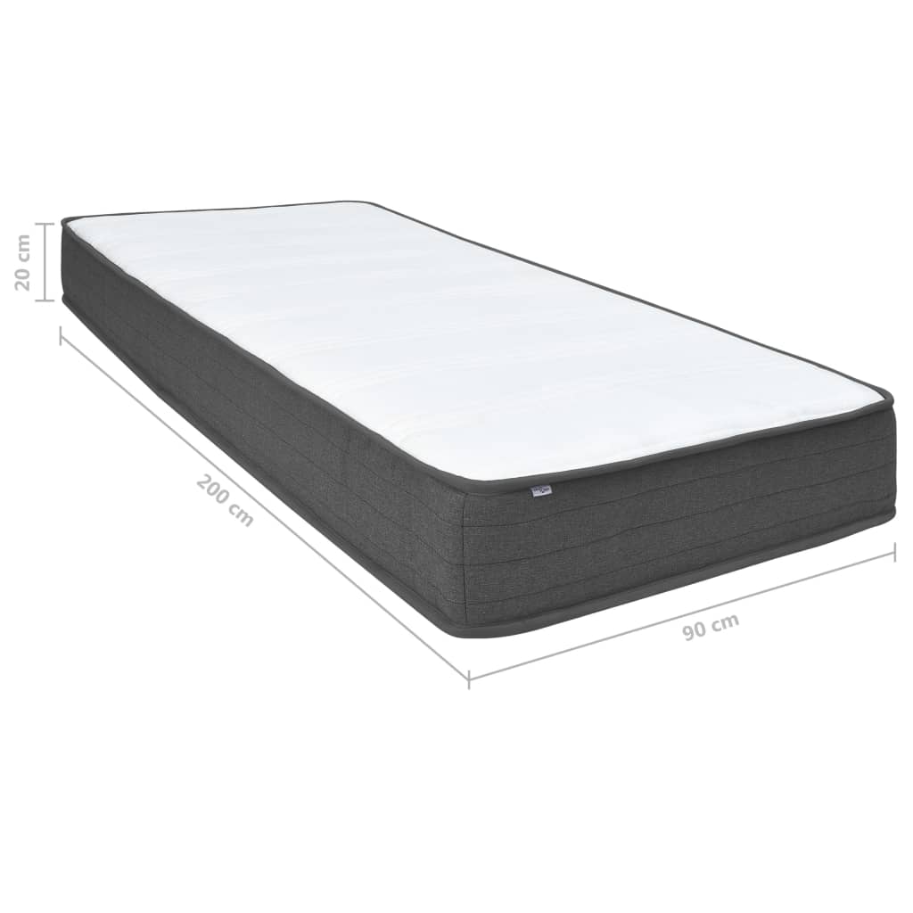 vidaXL Κρεβάτι Boxspring Σκούρο Γκρι 90 x 200 εκ. Υφασμάτινο