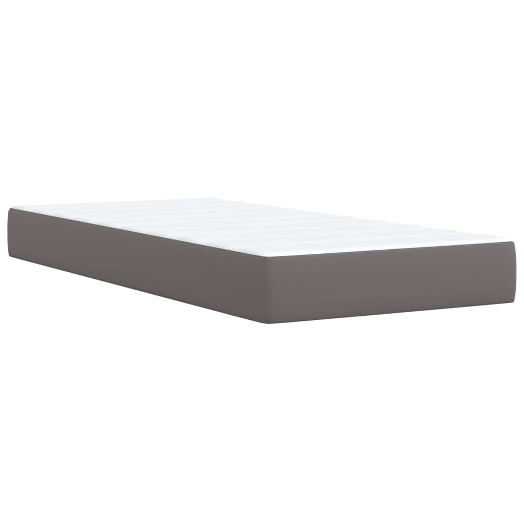 vidaXL Κρεβάτι Boxspring με Στρώμα Γκρι 90x190 εκ. από Συνθετικό Δέρμα