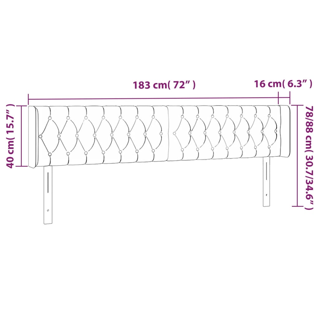 vidaXL Κεφαλάρι Κρεβατιού LED Σκούρο Καφέ 183x16x78/88 εκ. Υφασμάτινο