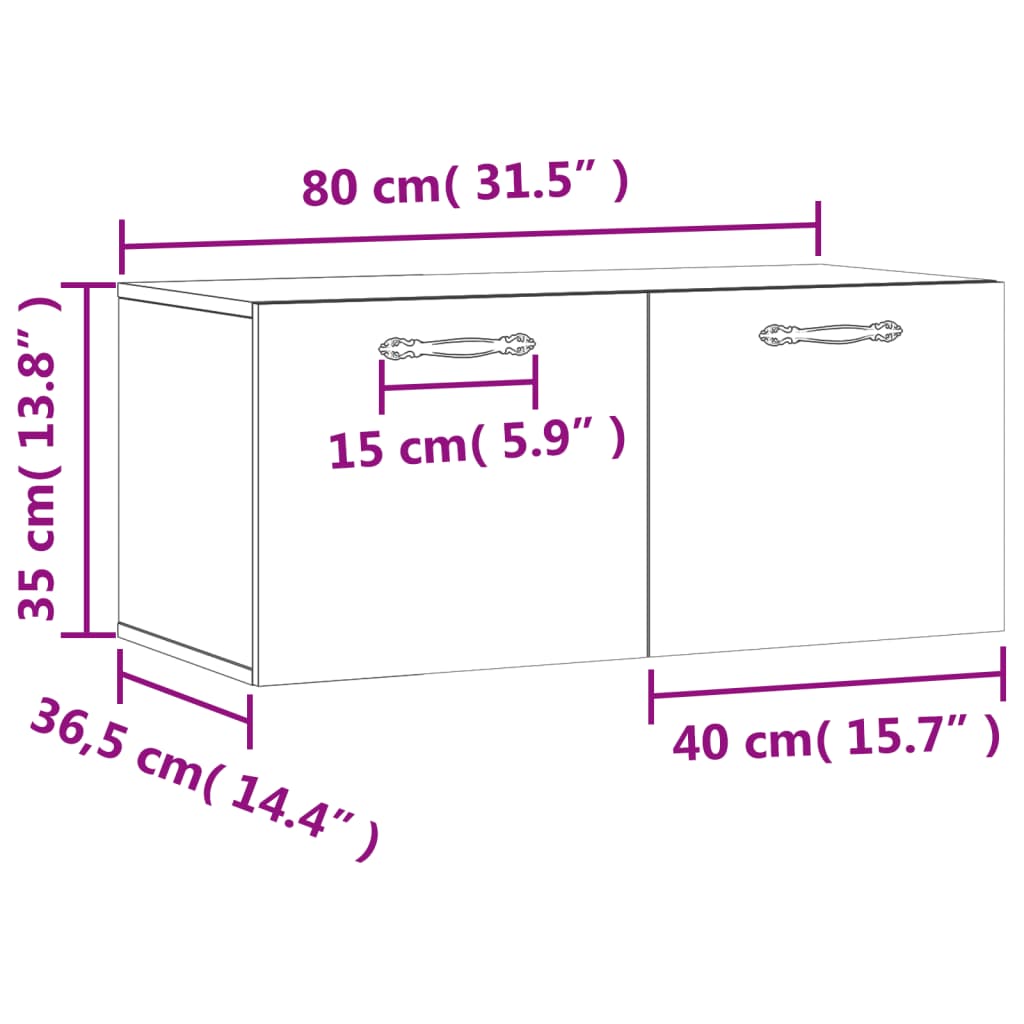 vidaXL Ντουλάπι Τοίχου Καφέ Δρυς 80x36,5x35 εκ. Επεξεργασμένο Ξύλο