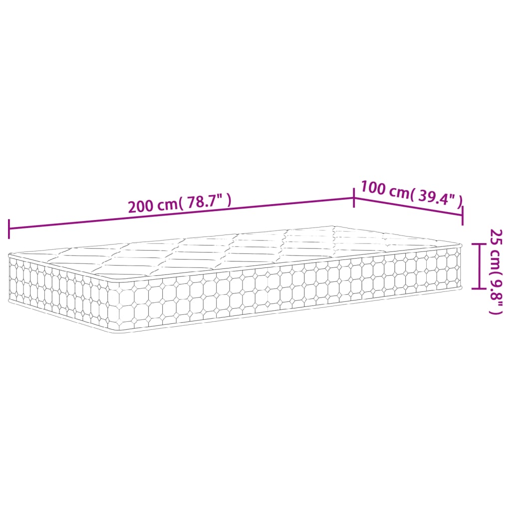 vidaXL Στρώμα με Pocket Springs Μεσαία Σκληρότητα 100x200 εκ.