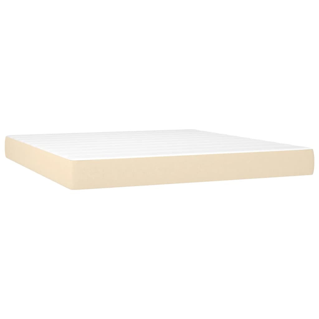 vidaXL Κρεβάτι Boxspring με Στρώμα & LED Κρεμ 180x200 εκ. Υφασμάτινο