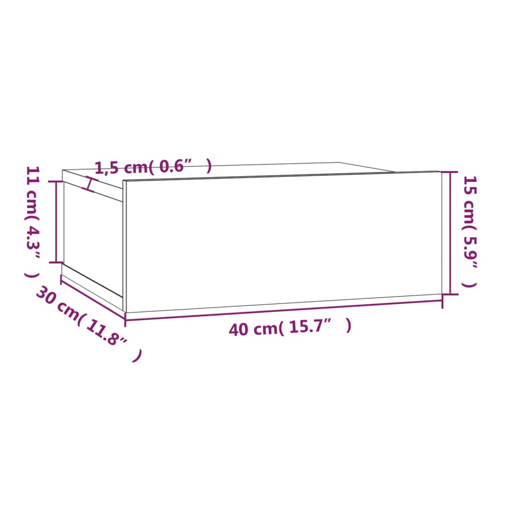 vidaXL Κομοδίνα Κρεμαστά 2 τεμ. Γκρι Sonoma 40x30x15εκ. Επεξεργ. Ξύλο