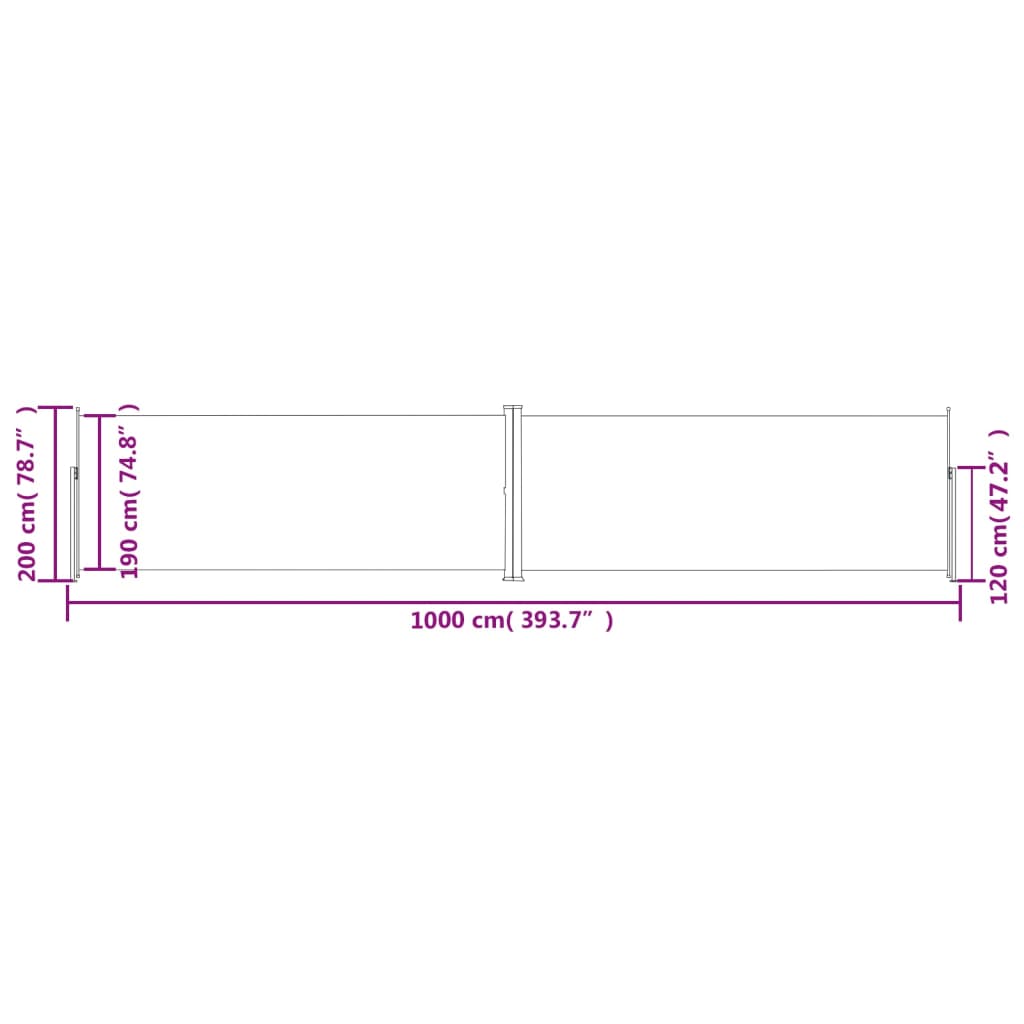 vidaXL Σκίαστρο Πλαϊνό Συρόμενο Κόκκινο 200 x 1000 εκ.