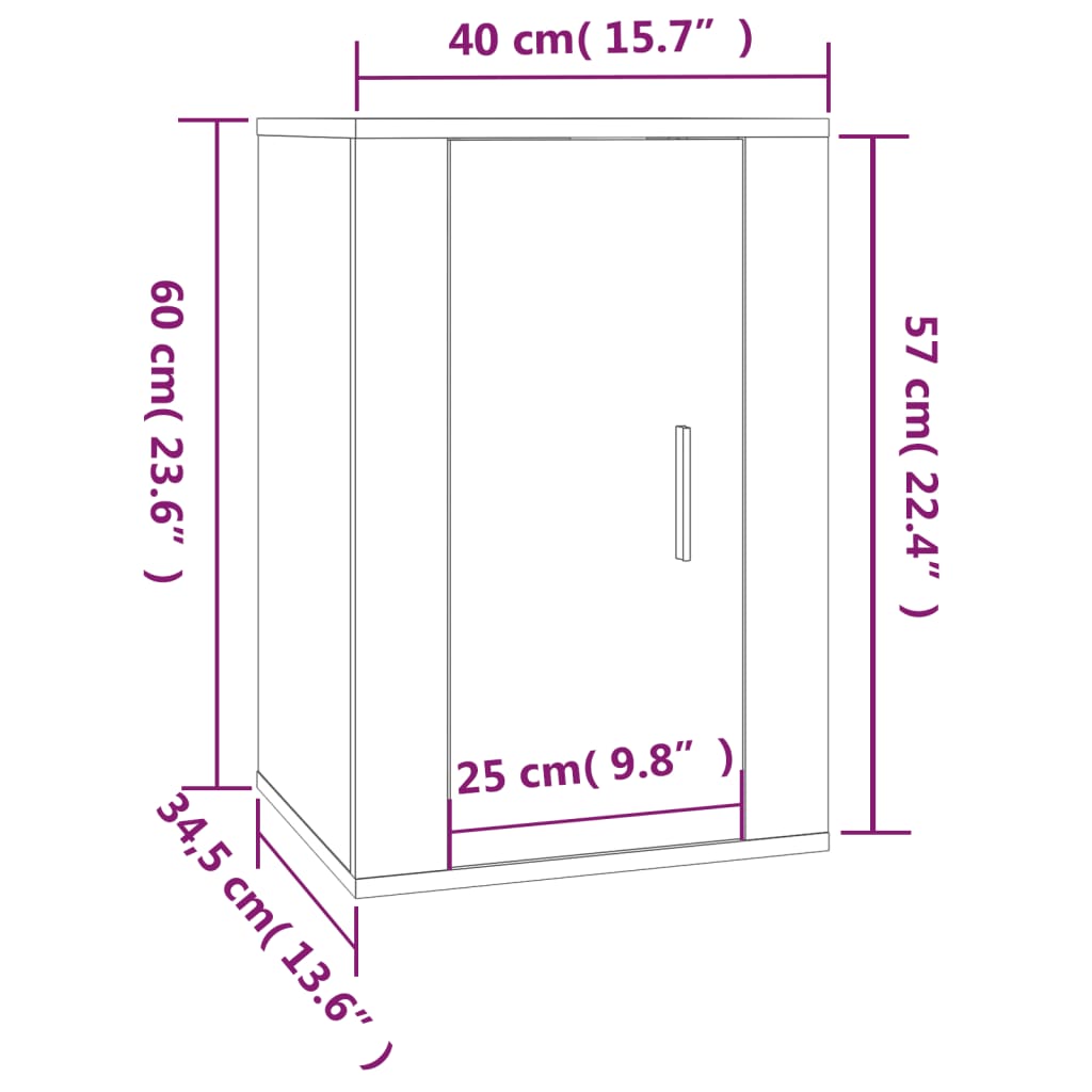 vidaXL Έπιπλο Τηλεόρασης Επιτοίχιο Sonoma Δρυς 40x34,5x60 εκ.