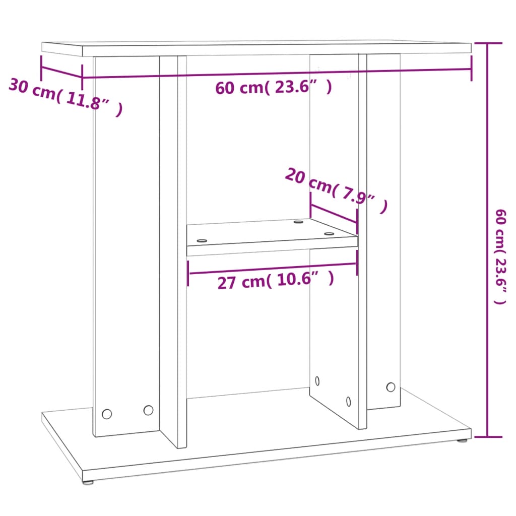 vidaXL Βάση Ενυδρείου Καπνιστή Δρυς 60x30x60 εκ. Επεξεργασμένο Ξύλο