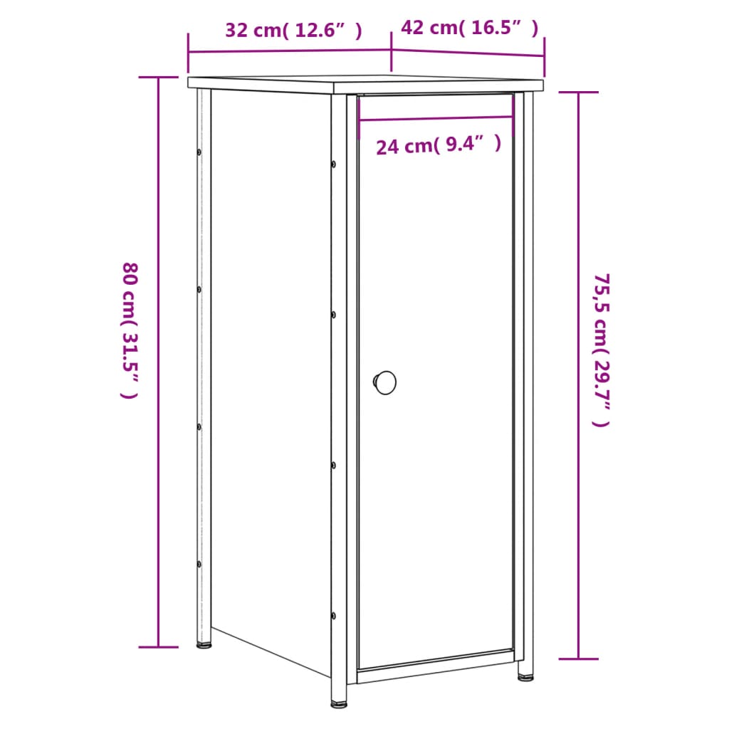 vidaXL Κομοδίνα 2 τεμ. Καφέ Δρυς 32x42x80 εκ. Επεξεργασμένο Ξύλο