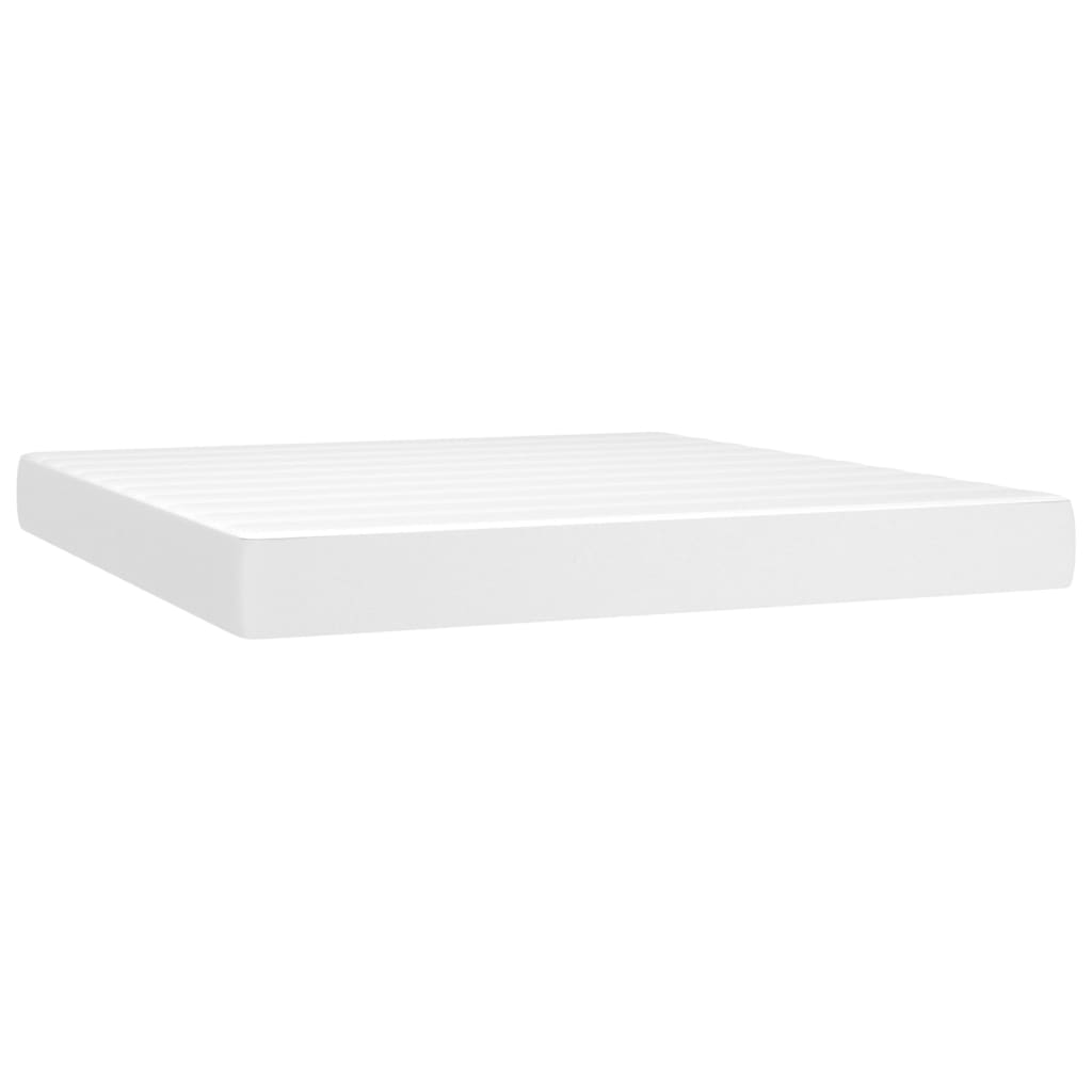 vidaXL Κρεβάτι Boxspring με Στρώμα & LED Λευκό 160x200 εκ. Συνθ. Δέρμα