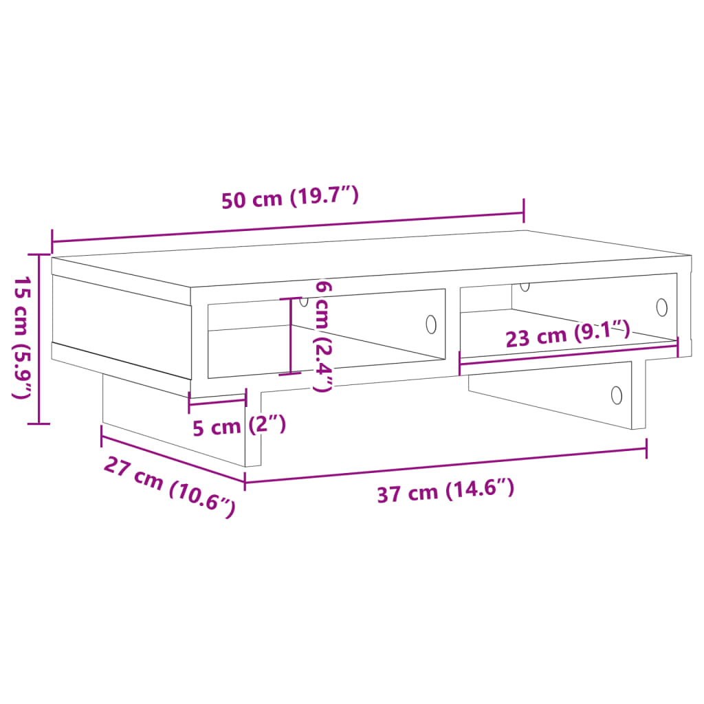 vidaXL Βάση Οθόνης Όψη Παλαιού Ξύλου 50x27x15 εκ. από Επεξ. Ξύλο