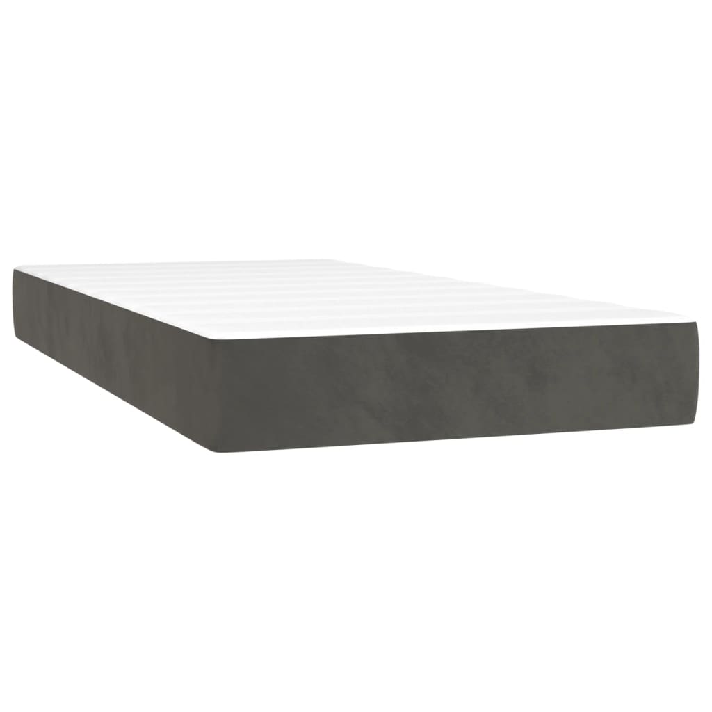 vidaXL Κρεβάτι Boxspring με Στρώμα Σκούρο Γκρι 200x200 εκ. Βελούδινο