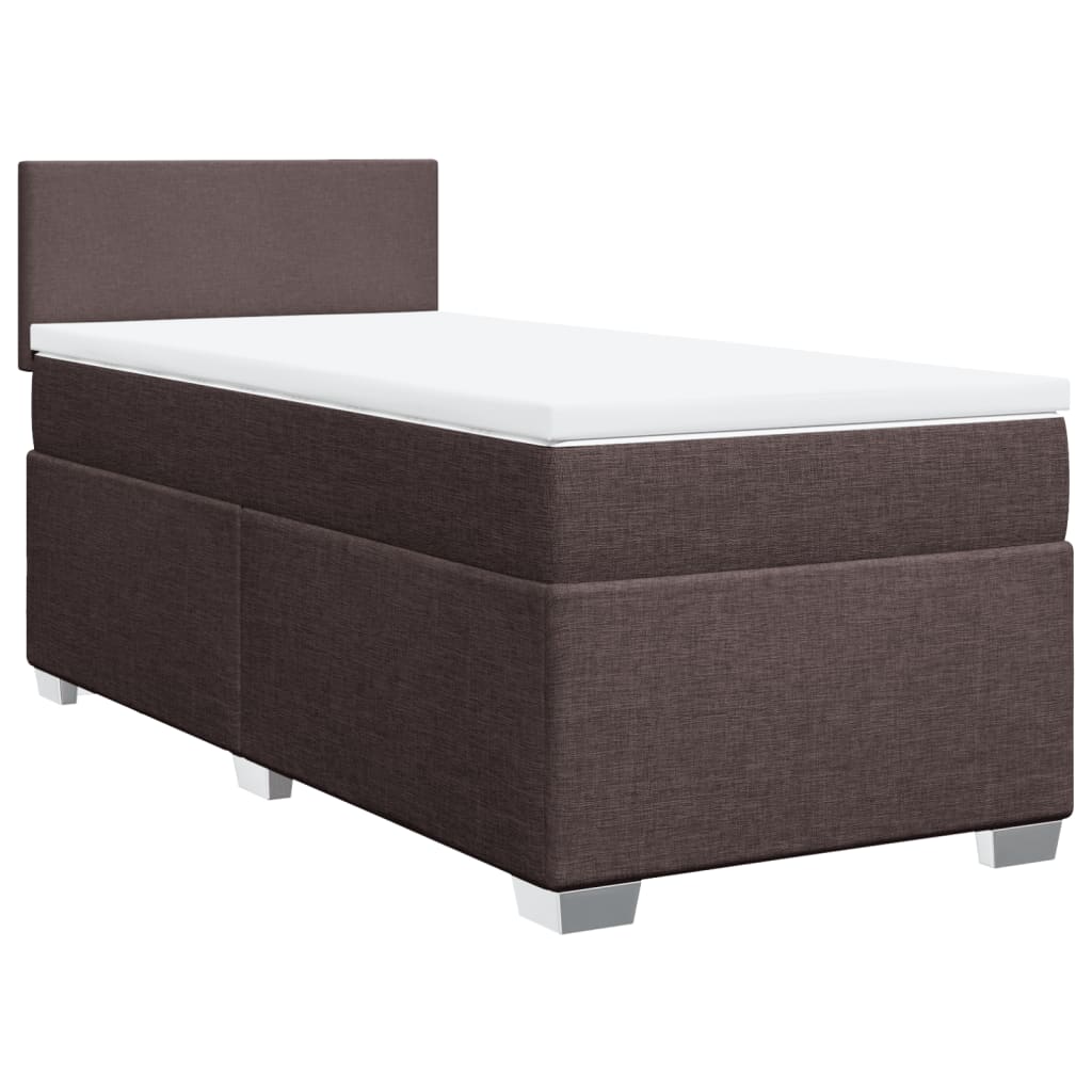 vidaXL Κρεβάτι Boxspring με Στρώμα Σκούρο Καφέ 100x200 εκ. Υφασμάτινο