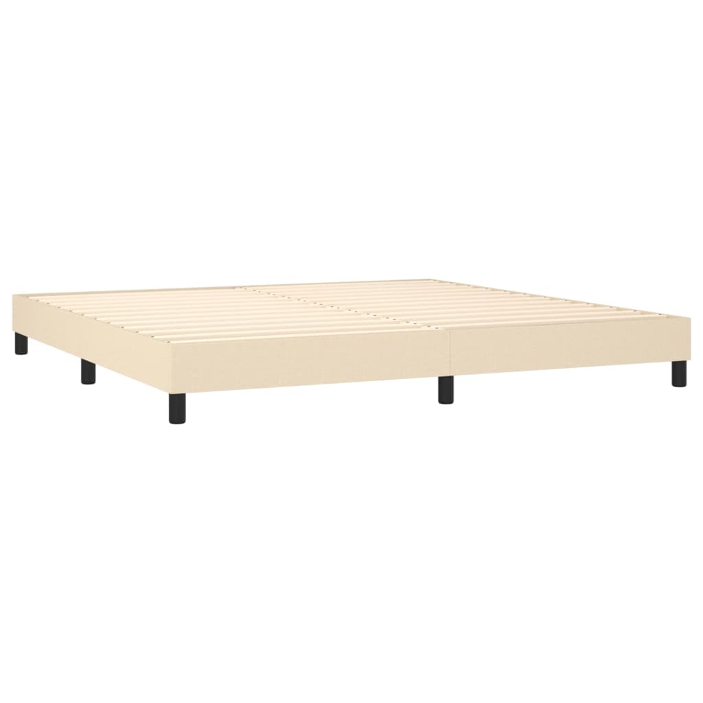 vidaXL Κρεβάτι Boxspring με Στρώμα Κρεμ 200x200 εκ. Υφασμάτινο