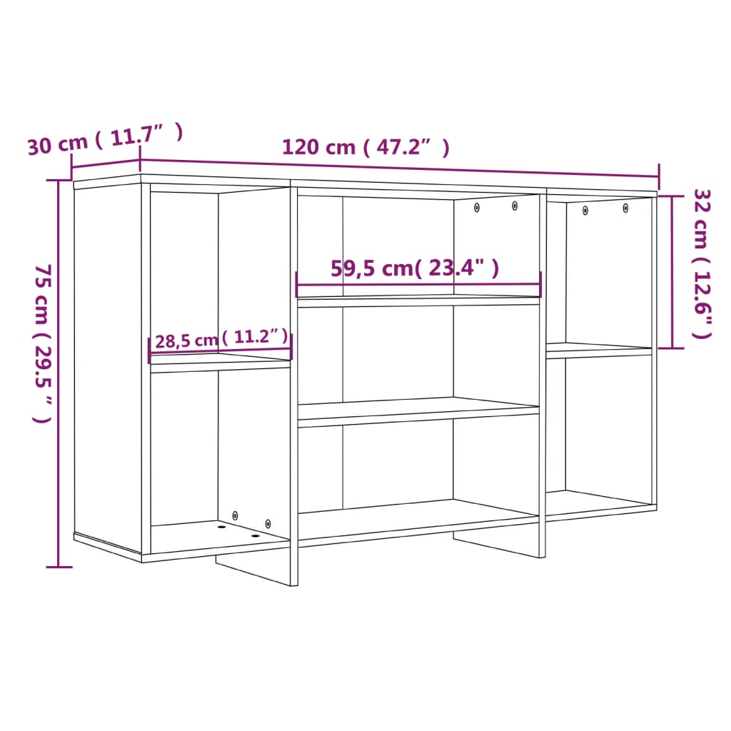 vidaXL Μπουφές Μαύρος 120 x 30 x 75 εκ. από Μοριοσανίδα