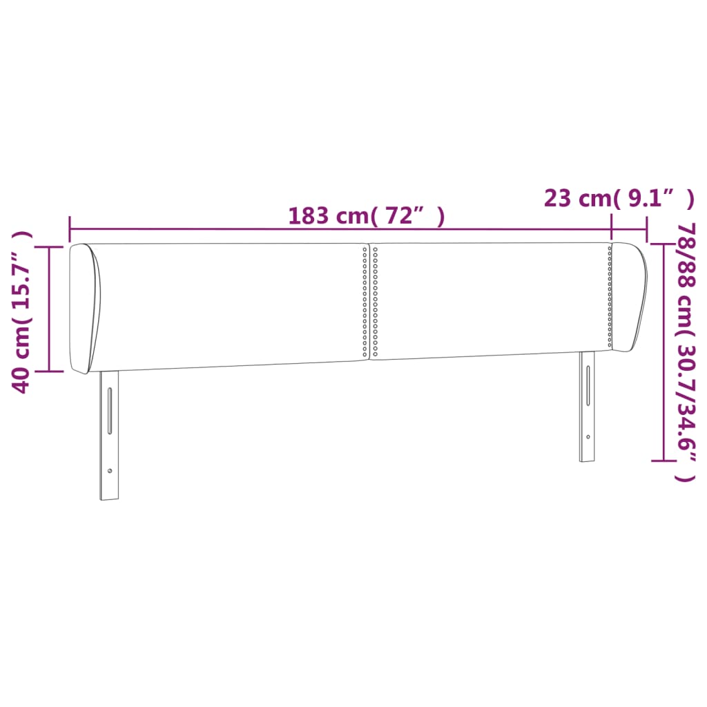 vidaXL Κεφαλάρι με Πτερύγια Κρεμ 183x23x78/88 εκ. Υφασμάτινο