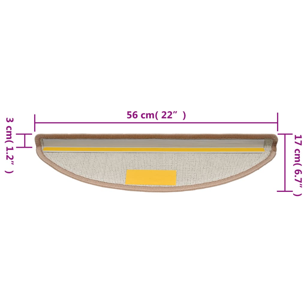 vidaXL Πατάκια Σκάλας 10 τεμ. Ανοιχτό Καφέ 56x17x3 εκ.