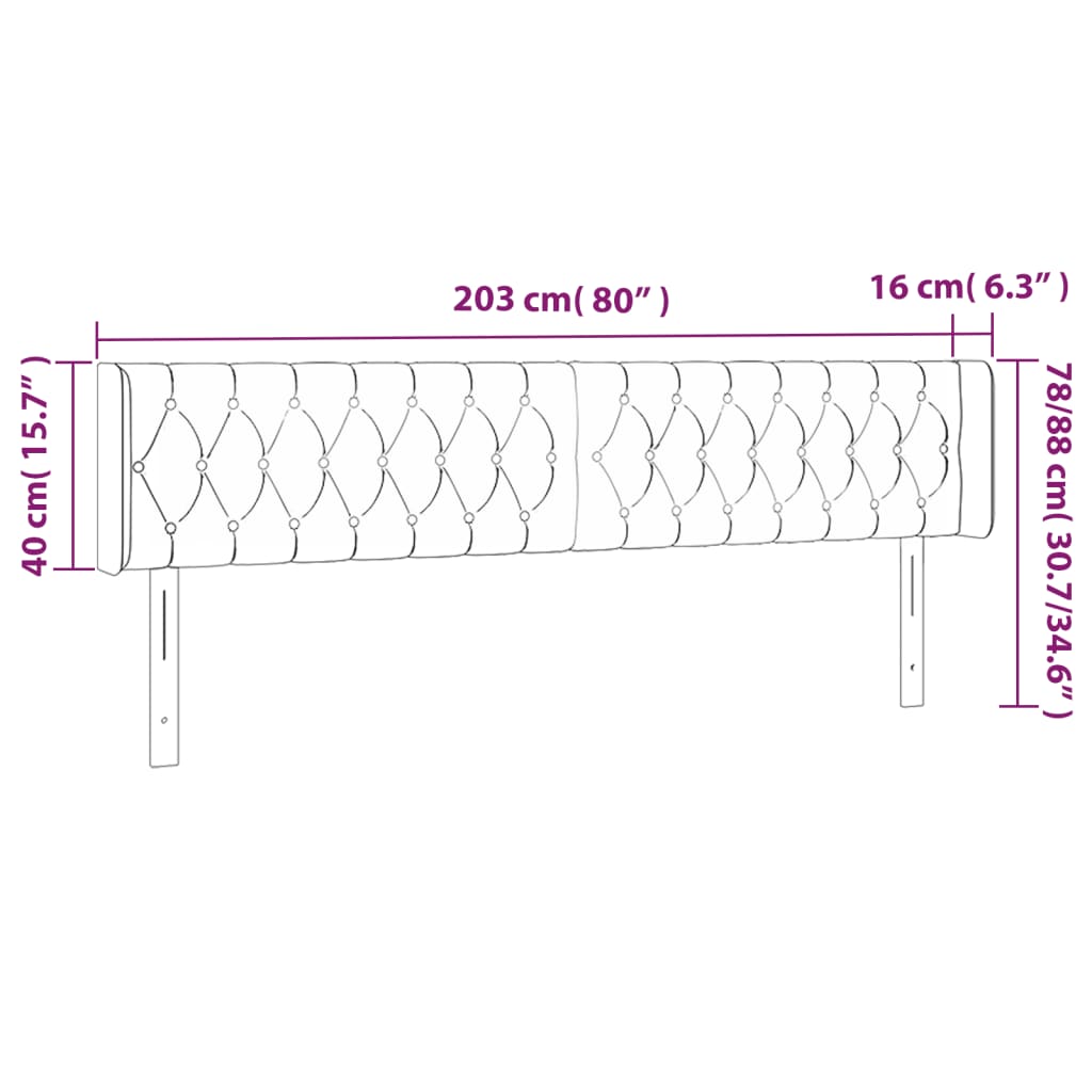 vidaXL Κεφαλάρι με Πτερύγια Σκούρο Γκρι 203x16x78/88 εκ. Βελούδινο