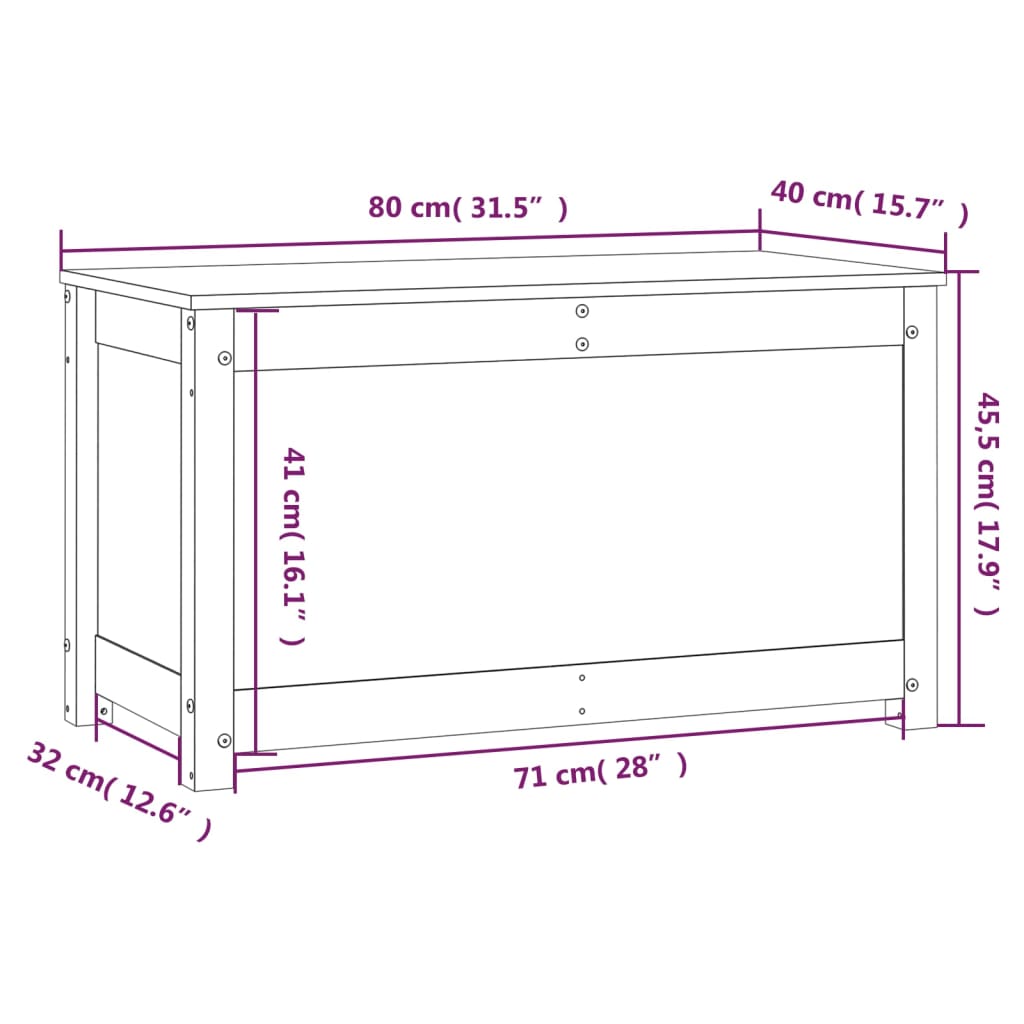 vidaXL Κουτί Αποθήκευσης Καφέ Μελί 80x40x45,5 εκ από Μασίφ Ξύλο Πεύκου