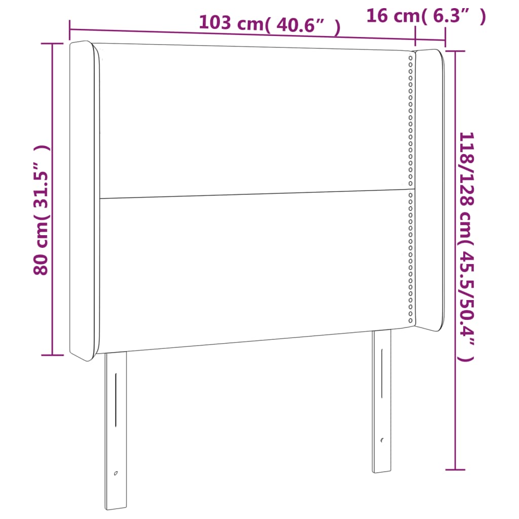 vidaXL Κεφαλάρι Κρεβατιού LED Λευκό 103x16x118/128 εκ. Συνθετ. Δέρμα