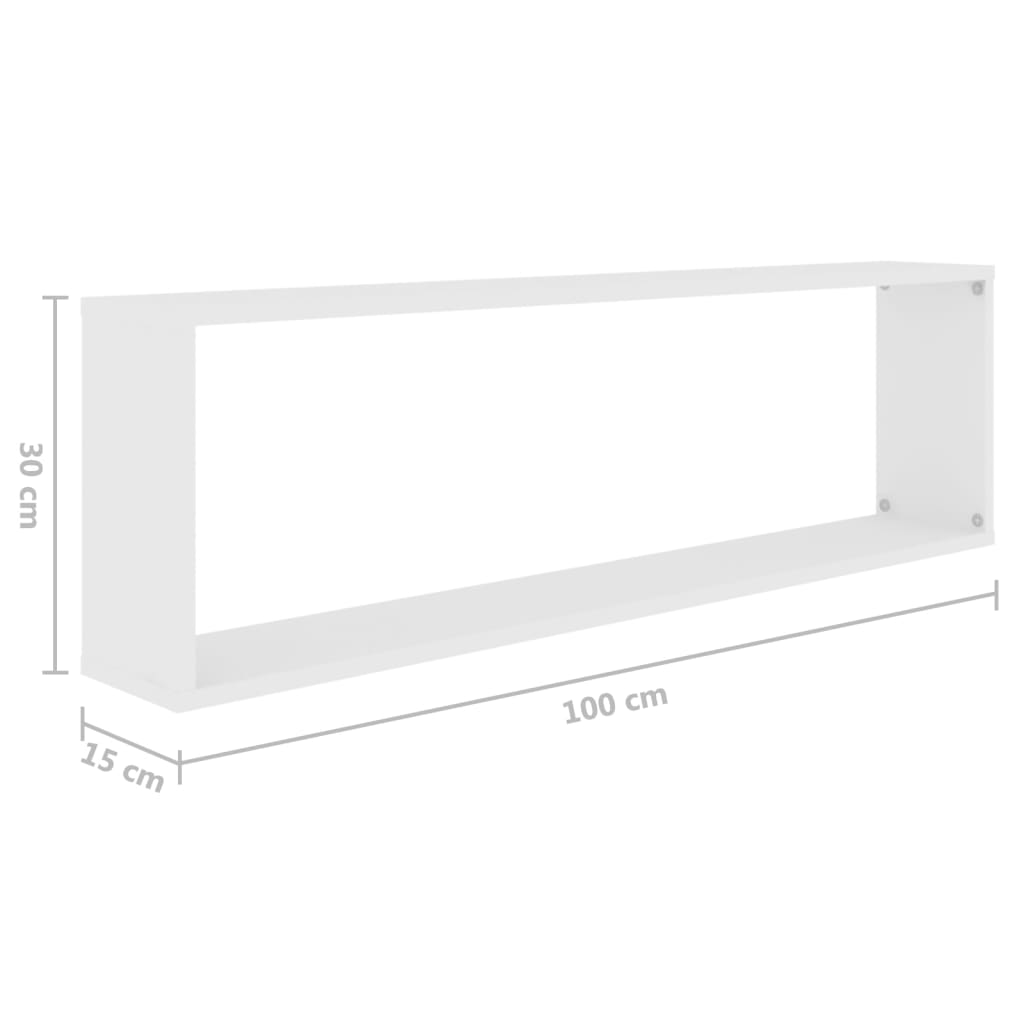 vidaXL Ράφια Κύβοι Τοίχου 4 τεμ. Λευκά 100 x 15 x 30 εκ. Επεξ. Ξύλο