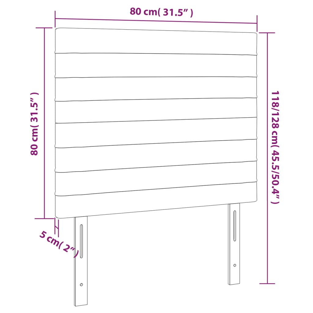 vidaXL Κεφαλάρι Κρεβατιού LED Σκούρο Καφέ 80x5x118/128εκ. Υφασμάτινο