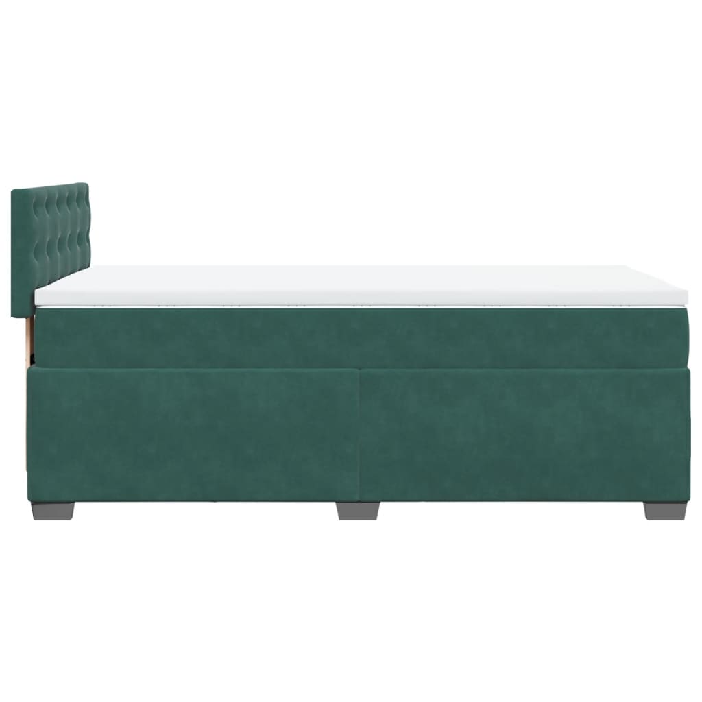 vidaXL Κρεβάτι Boxspring με Στρώμα Σκούρο Πράσινο 100x200εκ. Βελούδινο