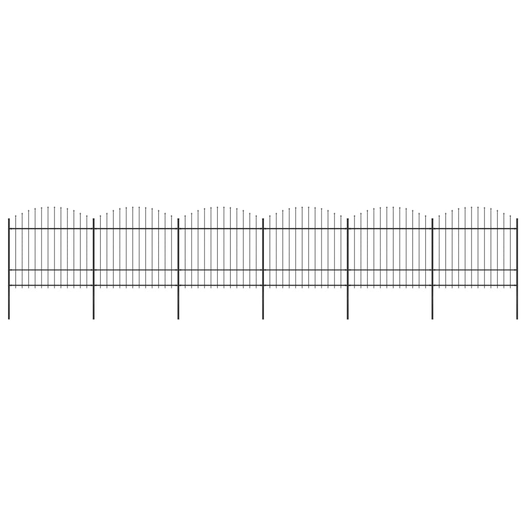 vidaXL Κάγκελα Περίφραξης με Λόγχες Μαύρα (1,5-1,75)x10,2 μ. Ατσάλινα