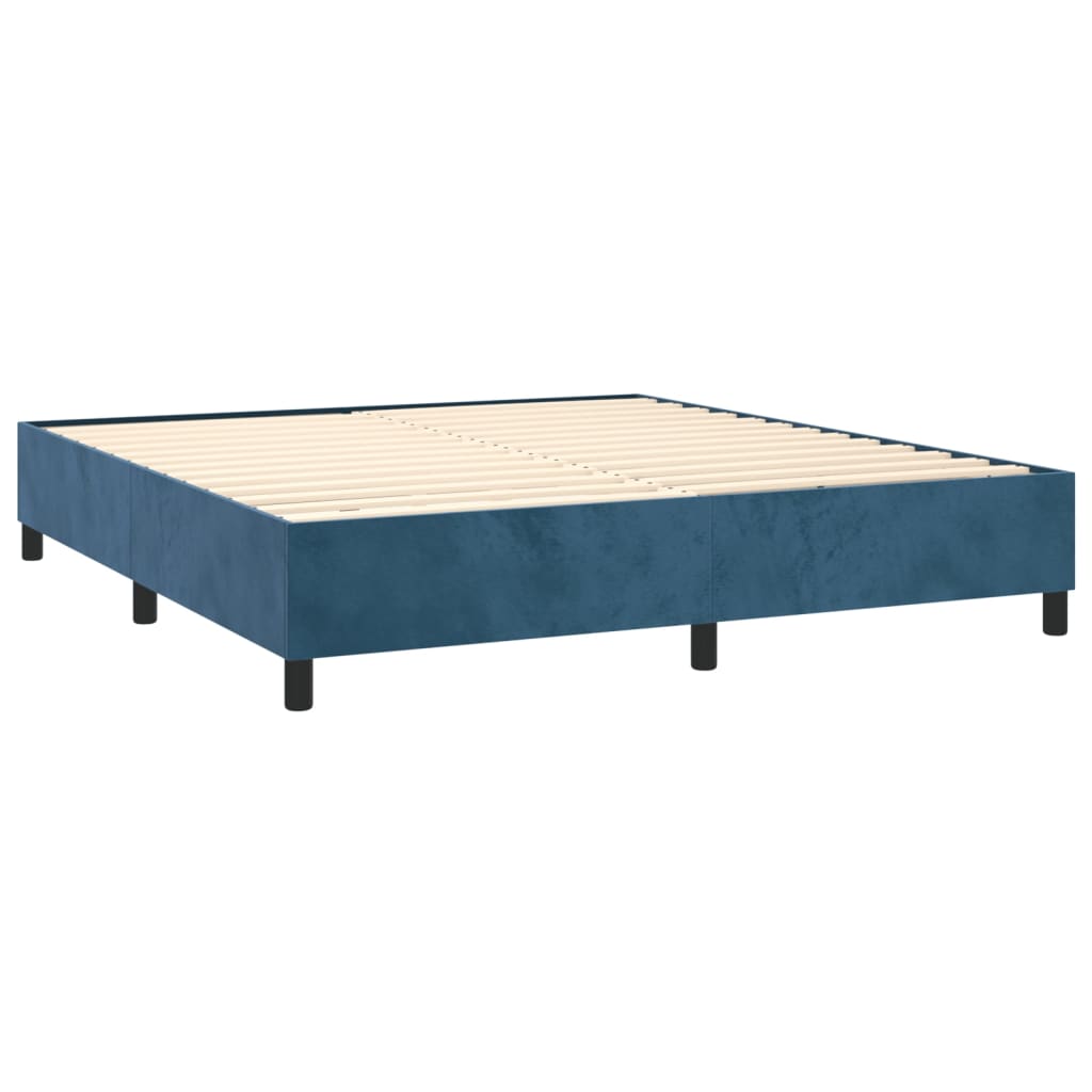 vidaXL Κρεβάτι Boxspring με Στρώμα Σκούρο Μπλε 180x200 εκ. Βελούδινο